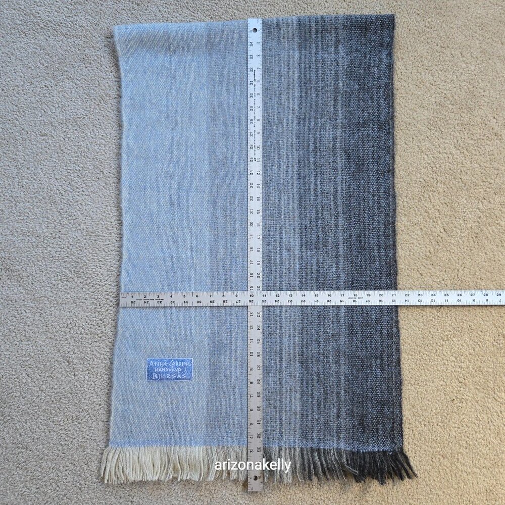 Handwoven Wool Scarf Atelje Carding Tweed Gradient Ombre Sweden Scandinavia - Picture 6 of 14